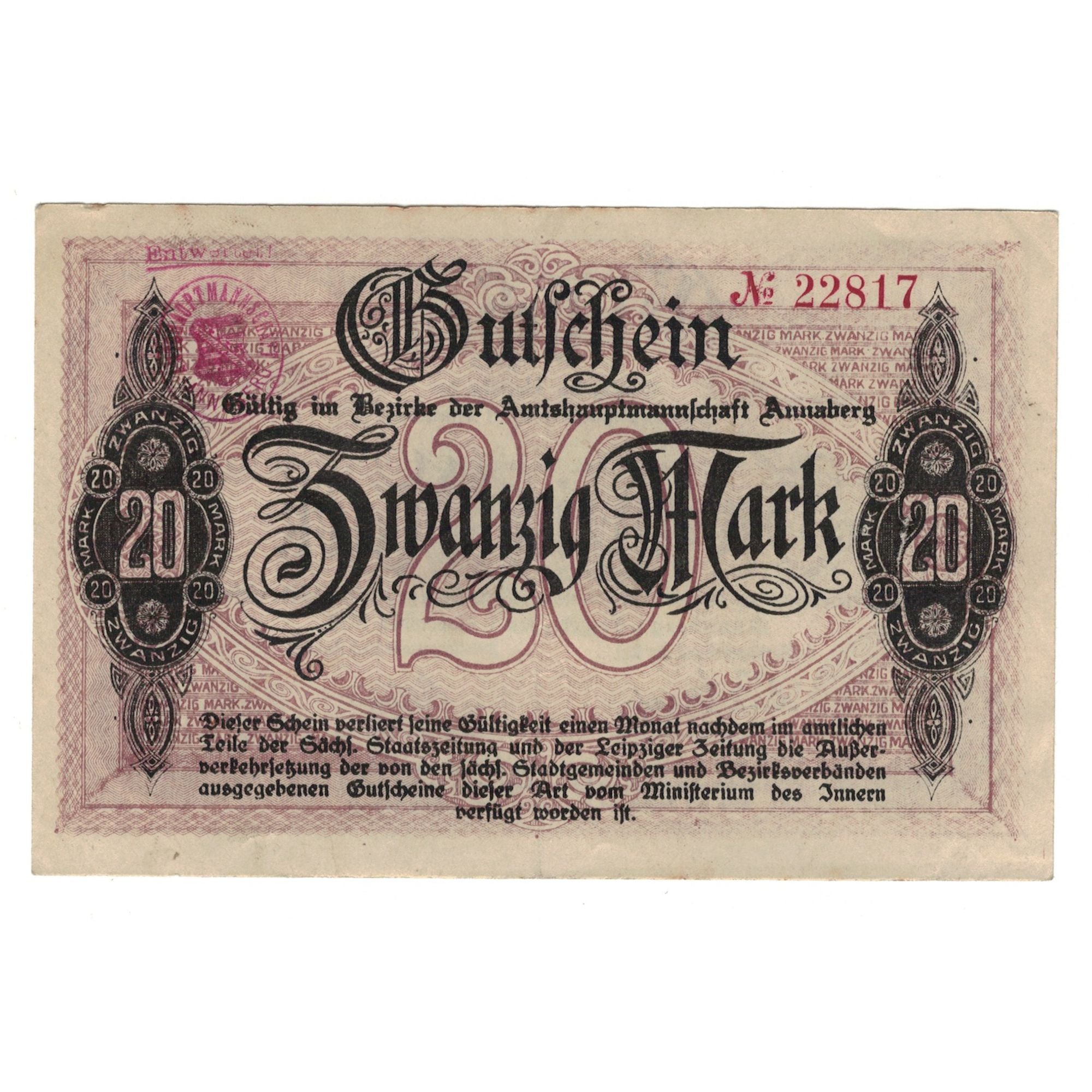 Banknote, Germany, Annaberg Amtshauptmannschaft, 20 Pfennig, Batiment, 1918