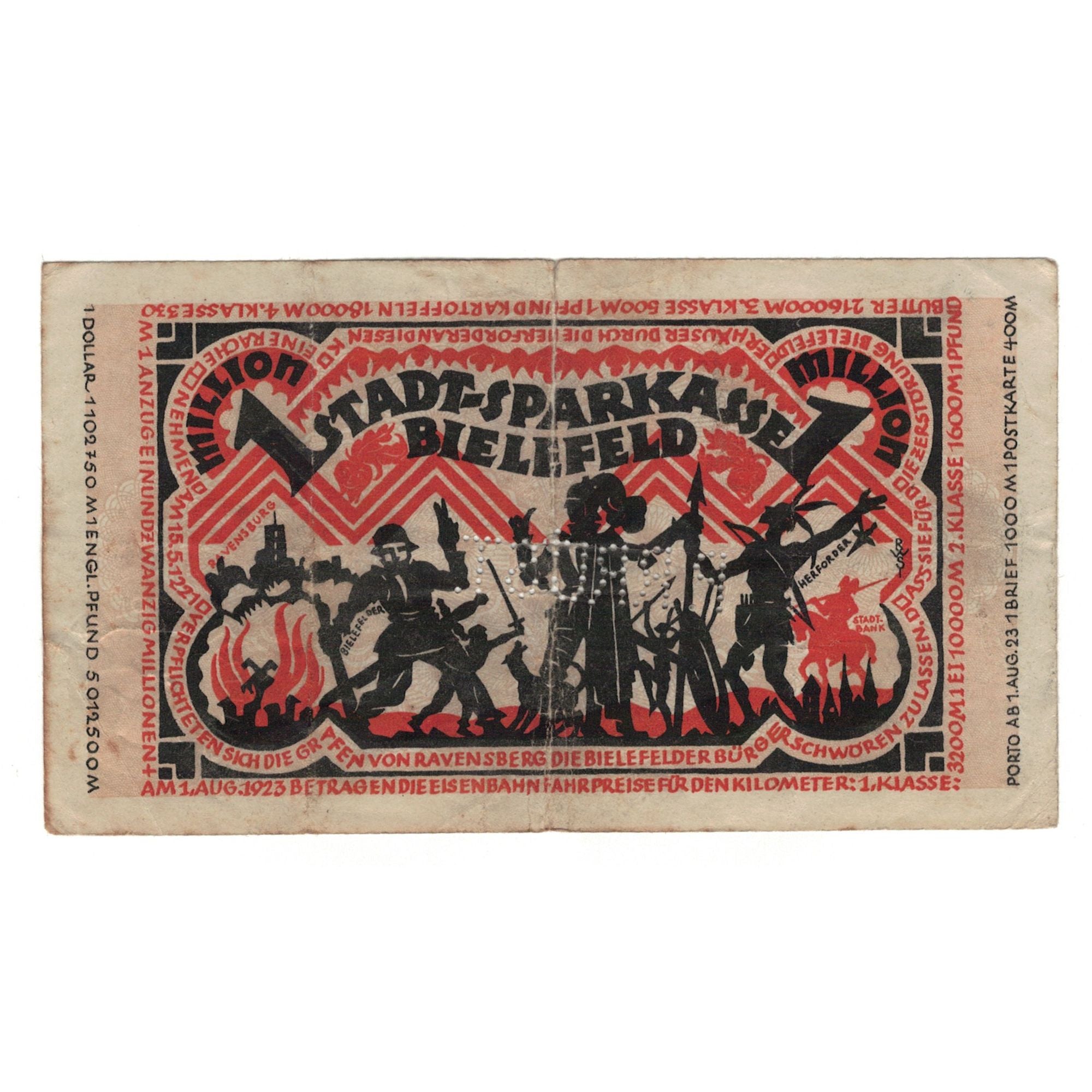 Banknote, Germany, Bielefeld Stadt, 1 Million Mark, personnage, 1923