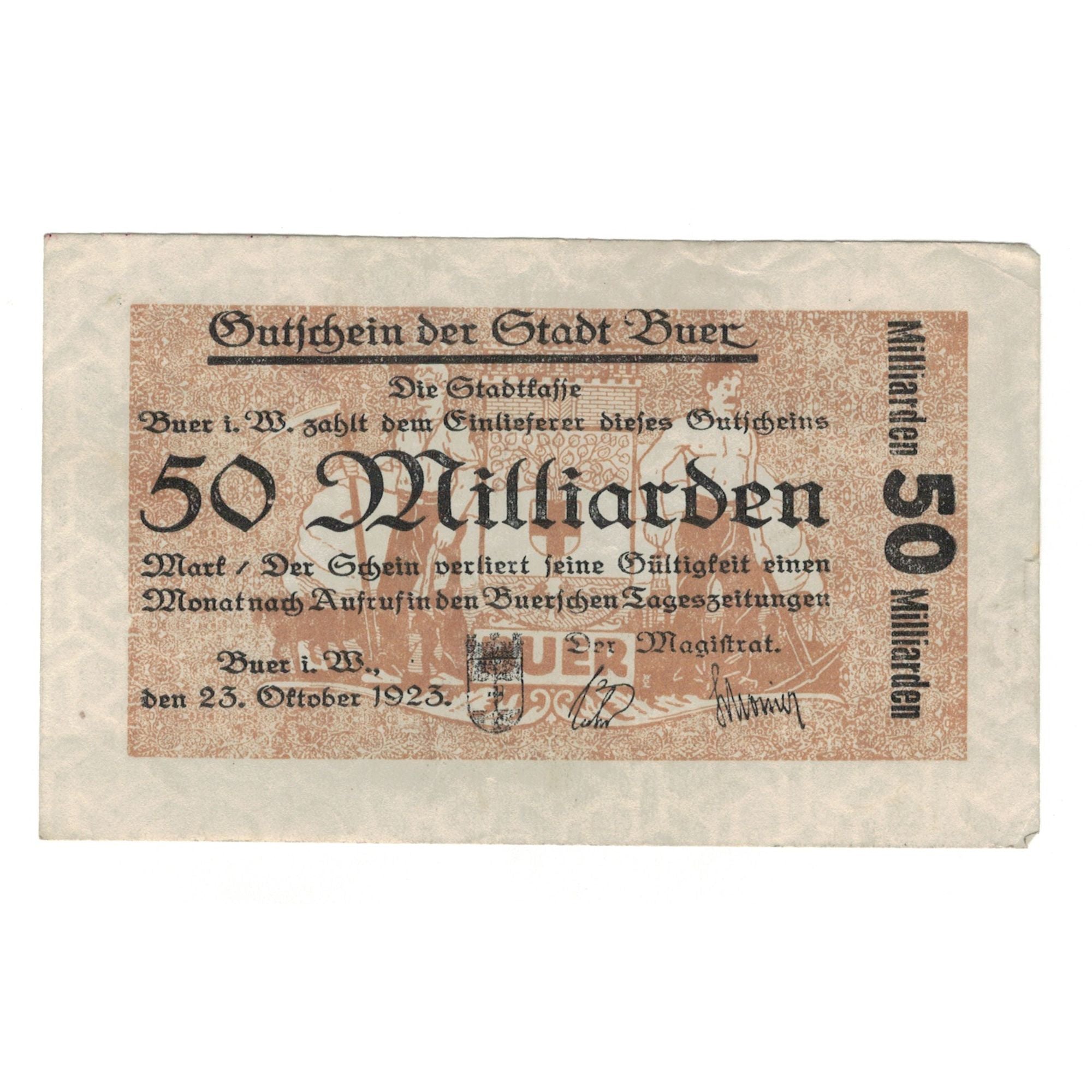 Banconote, Germania, Buer Stadt, 50 Milliarden Mark, Texte, 1923, 1923-10-23
