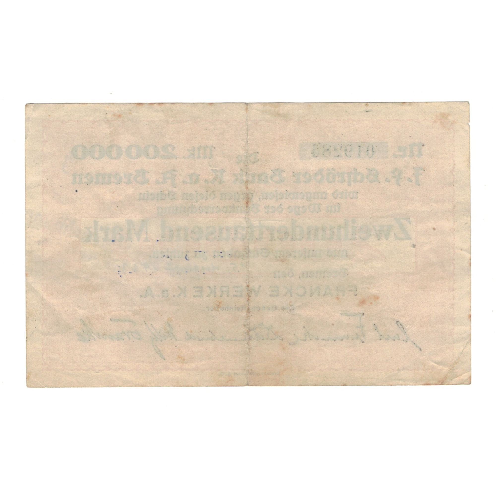Banknote, Germany, Bremen, 200 000 Mark, Texte, 1923, 1923-08-16, AU(55-58)
