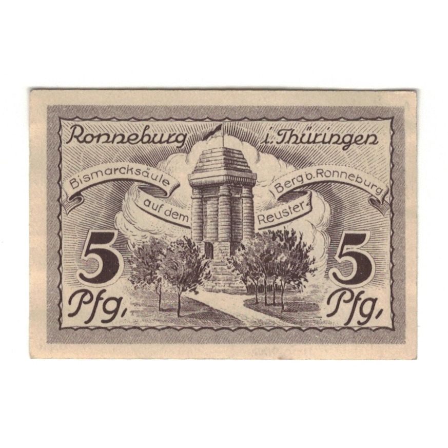Banknote, Germany, Ronneburg Stadt, 5 Pfennig, Batiment, 1921, 1921-05-01