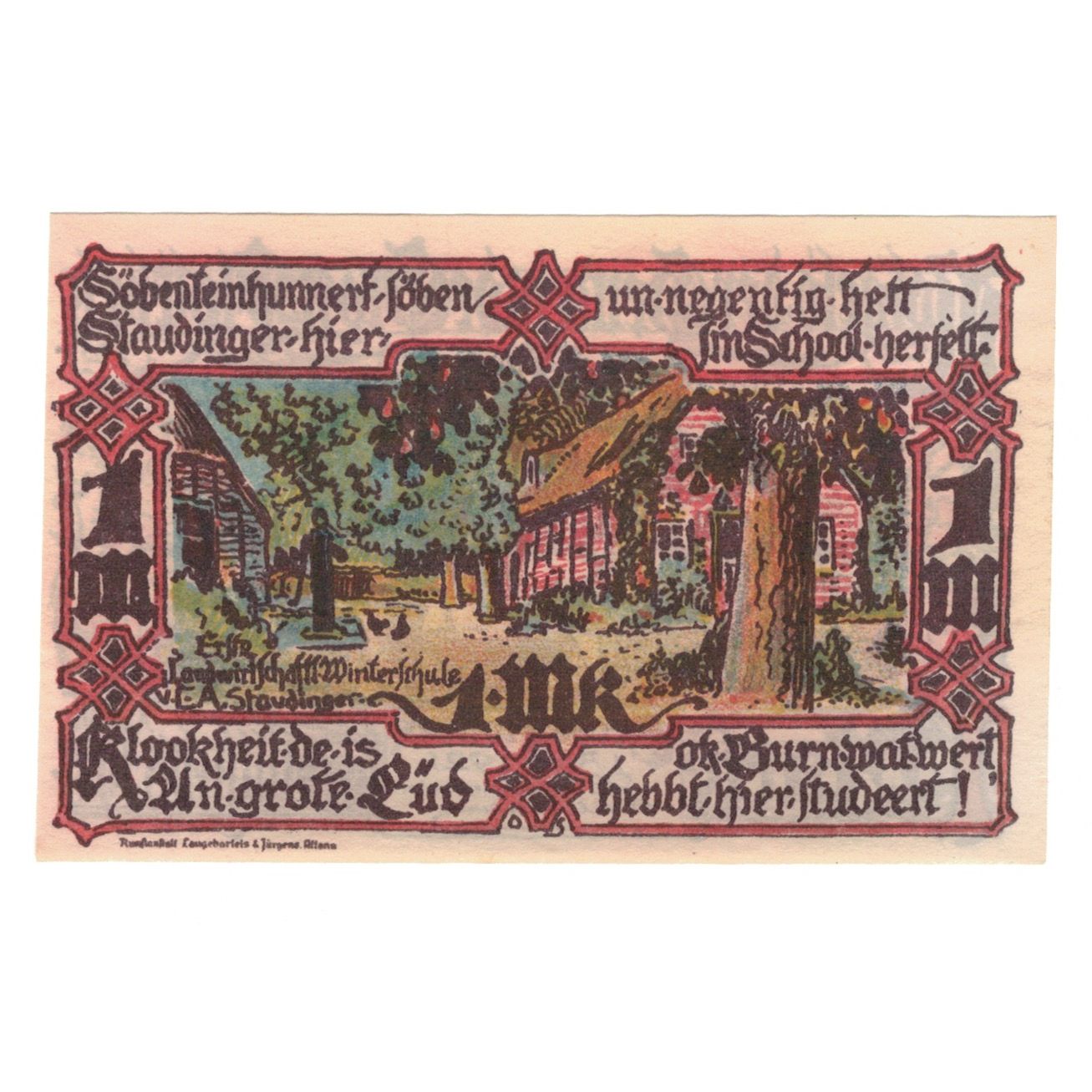 Banknote, Germany, Groß-Flottbek Gemeinde, 1 Mark, paysage, 1921, 1921-09-01