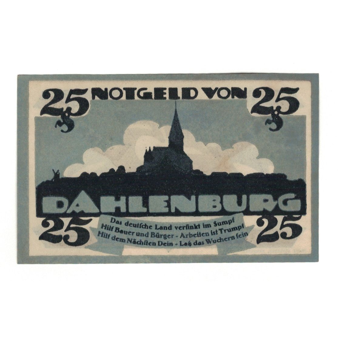 Banknote, Germany, Dahlenburg Spar und Dahlehnskasse E.G.m.u.H., 25 Pfennig