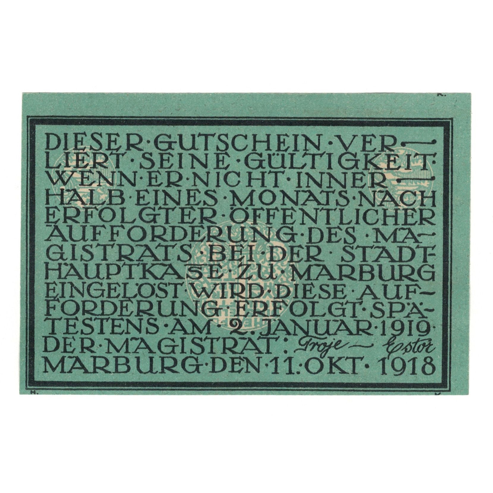 Banknote, Germany, Marburg Stadt, 10 Mark, Texte, 1918, 1918-10-11, AU(55-58)