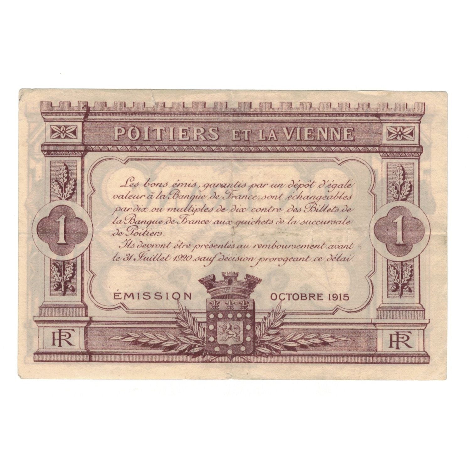 Francia, Poitiers, 1 Franc, 1915, MBC+, Pirot:101-6