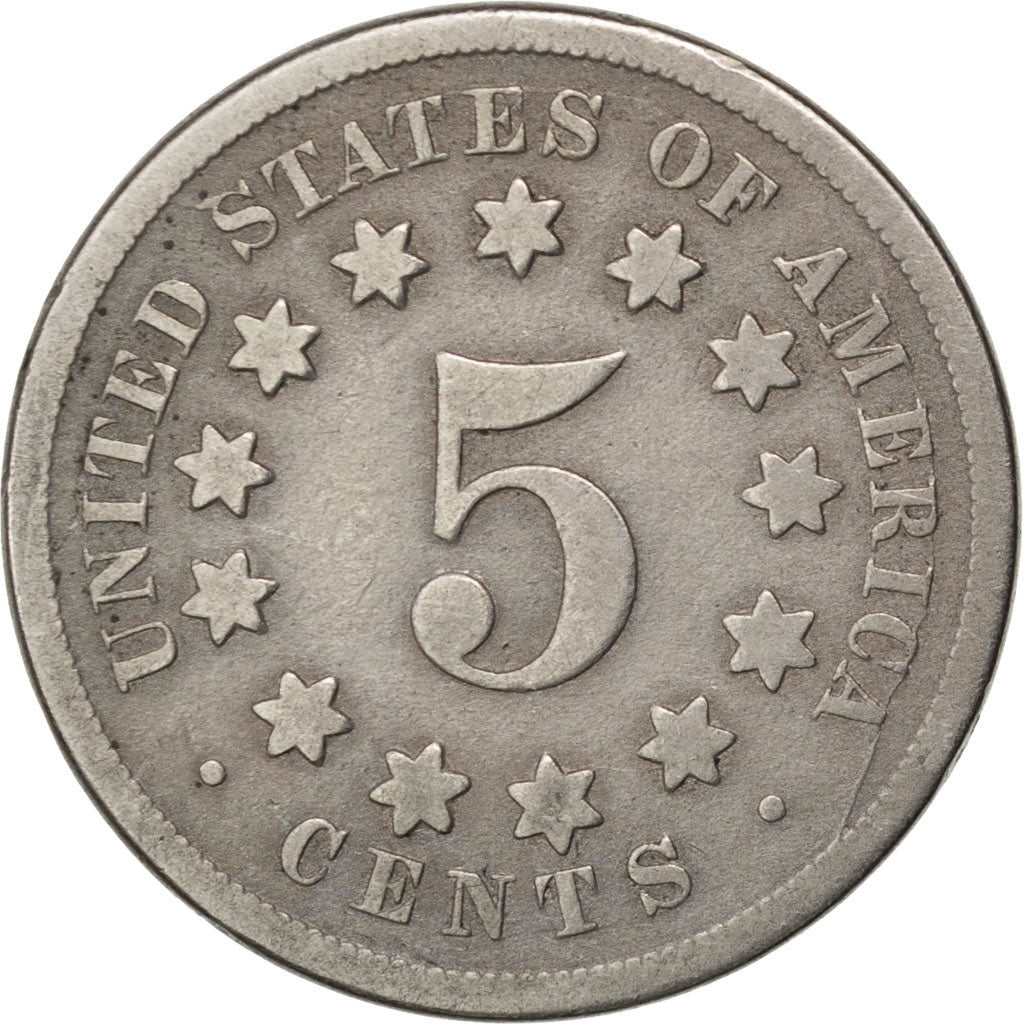 Stati Uniti, Shield Nickel, 5 Cents, 1868, U.S. Mint, MB, Rame-nichel, KM:97