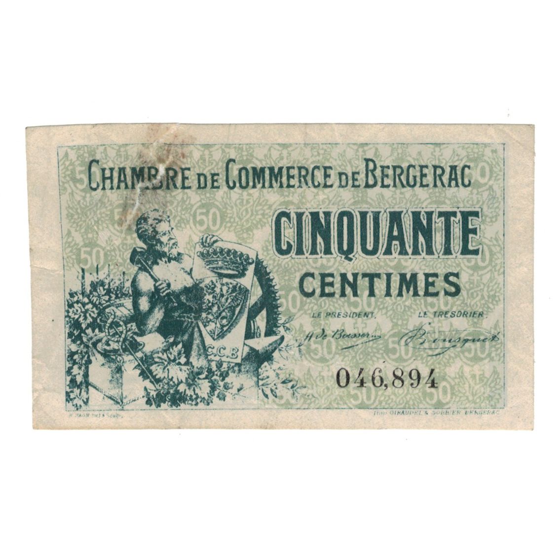 Francia, Bergerac, 50 Centimes, 1921, BC+, Pirot:024.038