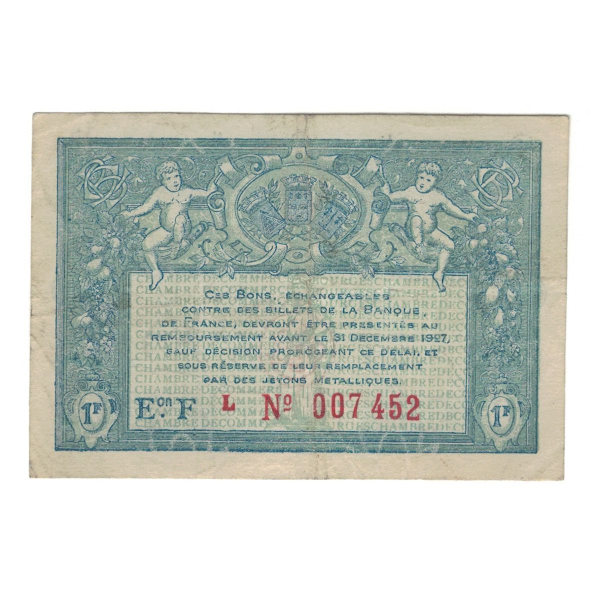 Francia, Bourges, 1 Franc, 1927, SPL-, Pirot:032.11