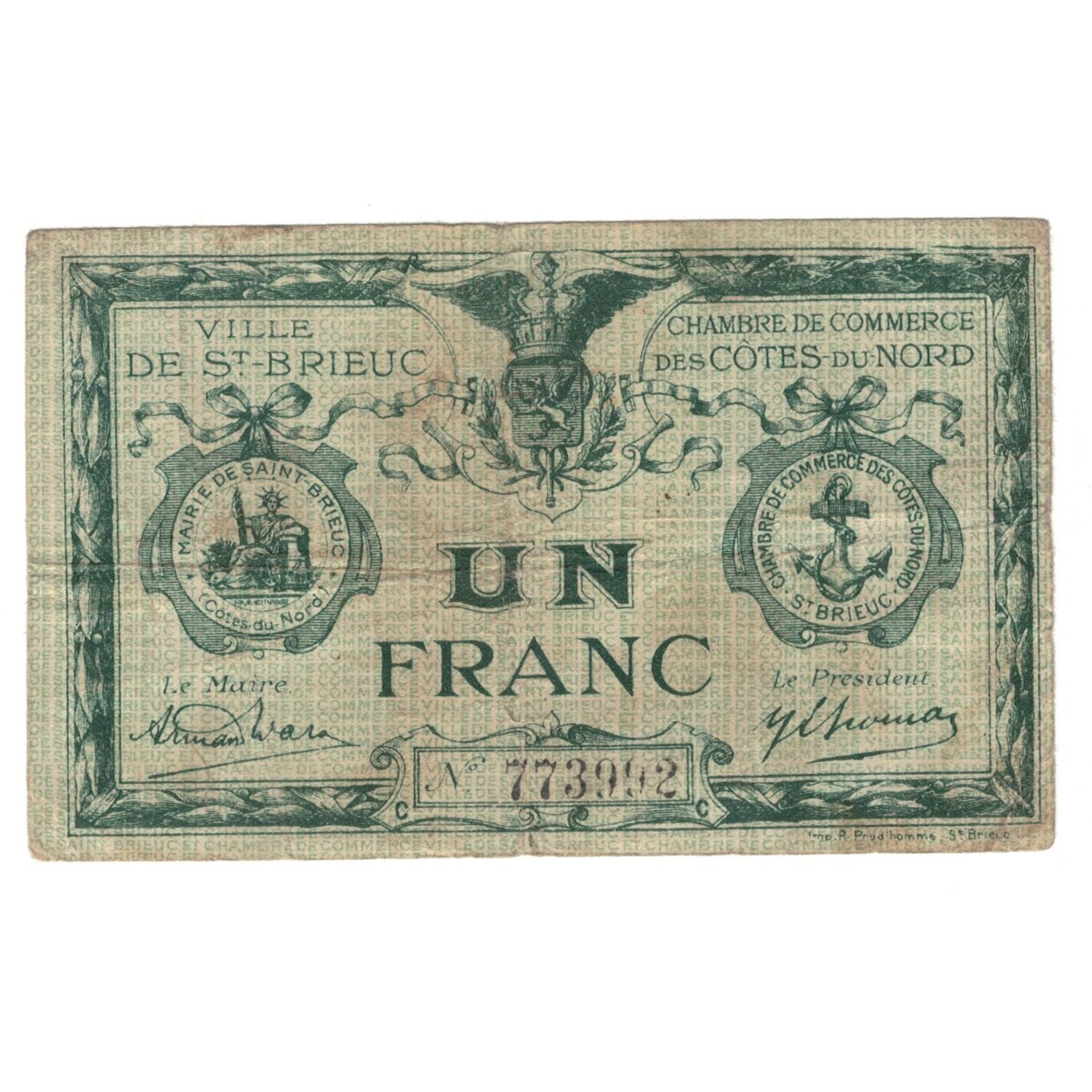 France, Saint-Brieuc, 1 Franc, SUP, Pirot:111-15