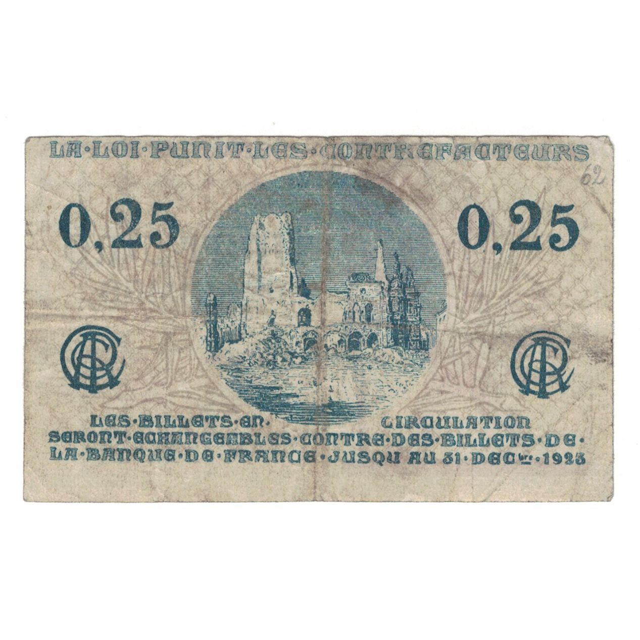 France, Arras, 25 Centimes, 1923, SUP, Pirot:13-5