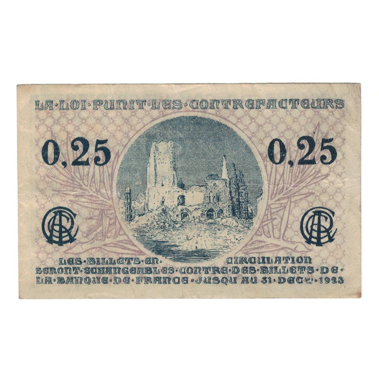 Frankreich, Arras, 25 Centimes, 1923, VZ, Pirot:13-5