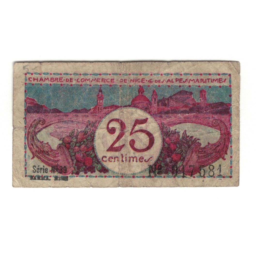 France, Nice, 25 Centimes, AU(55-58), Pirot:91-19