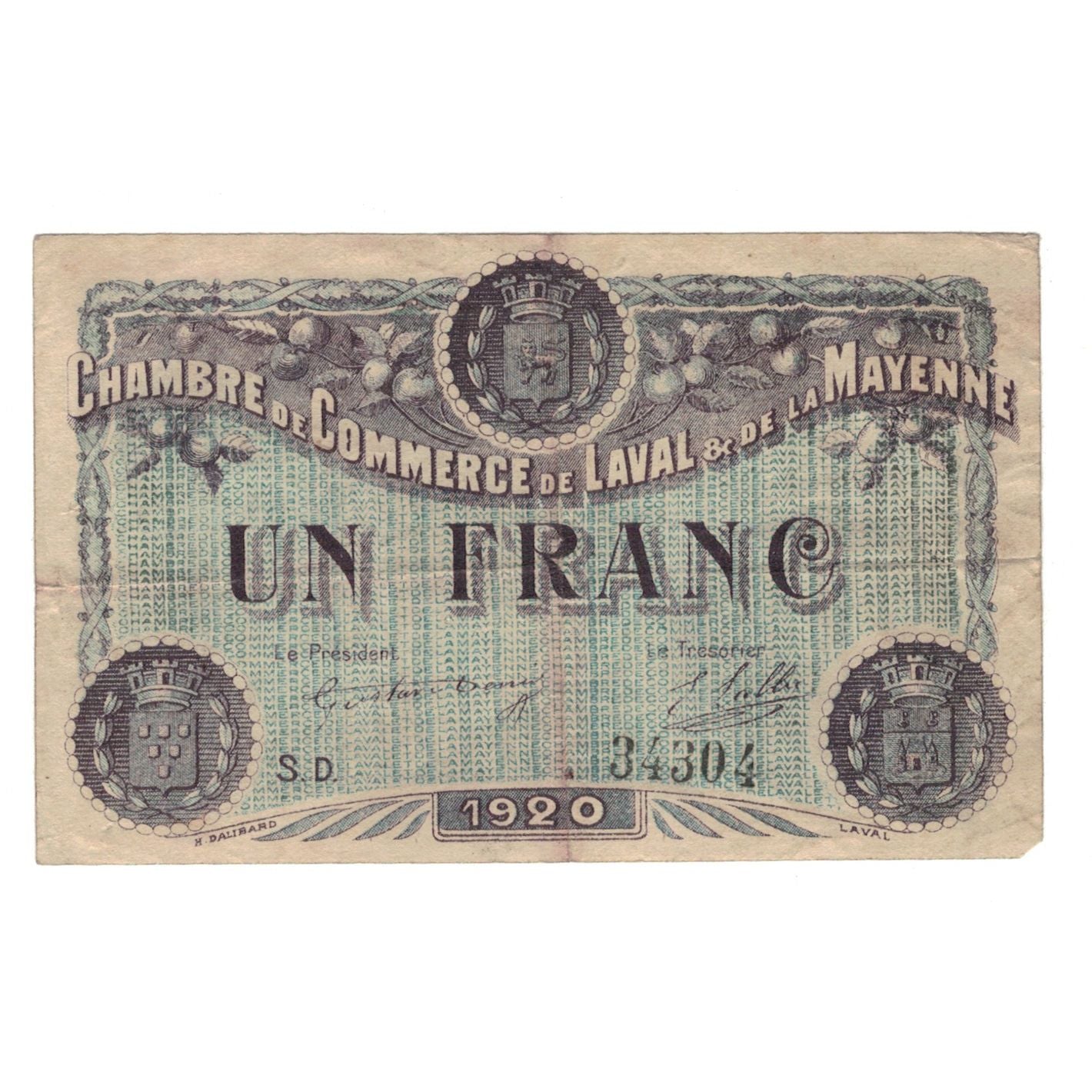 France, Laval, 1 Franc, 1923, AU(55-58), Pirot:67-5