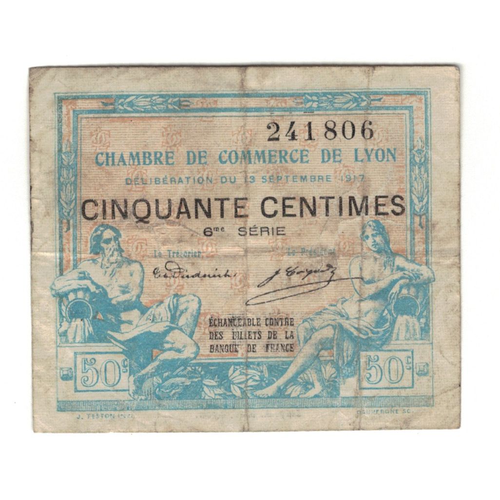 França, Lyon, 50 Centimes, 1920, AU(55-58), Pirot:077.04