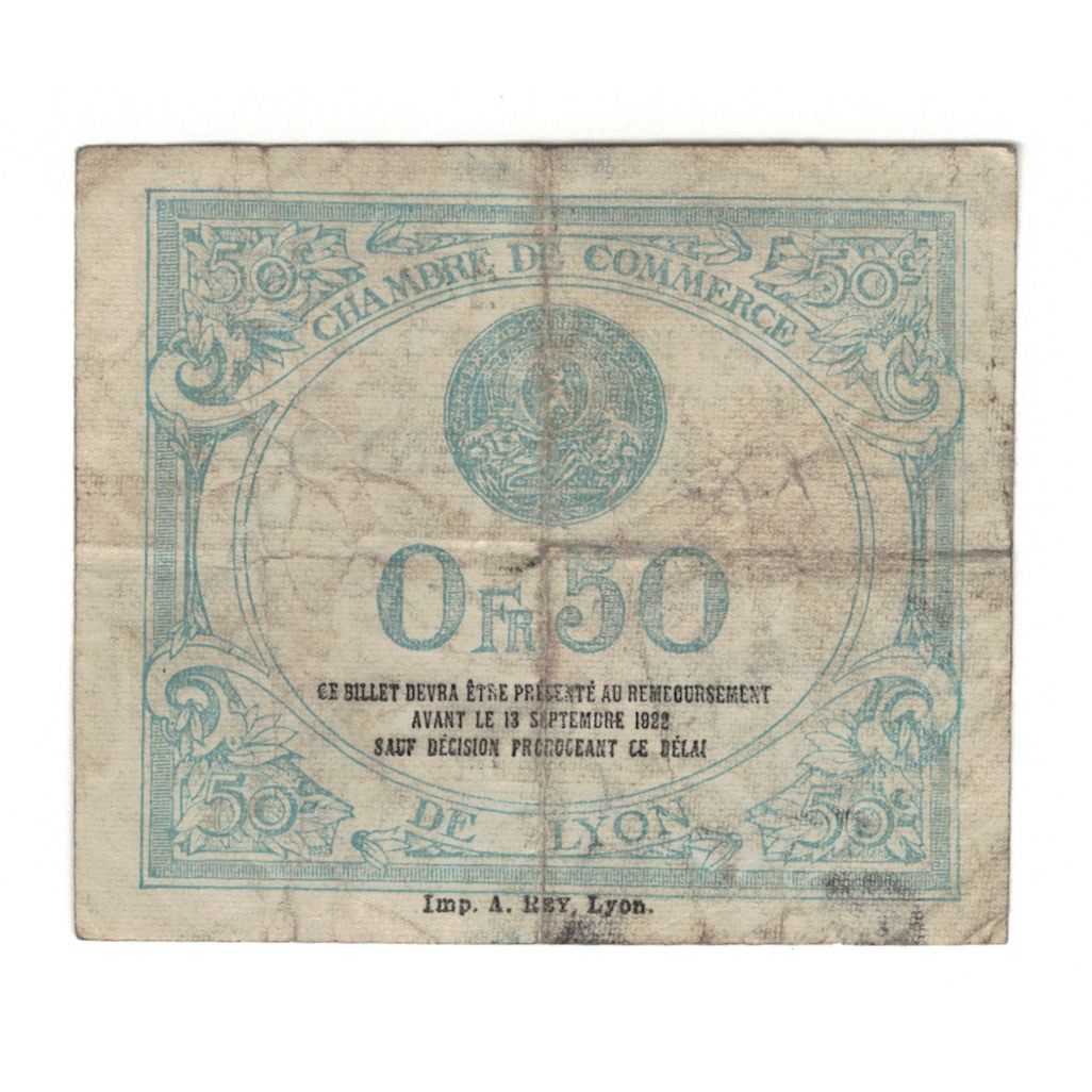 França, Lyon, 50 Centimes, 1920, AU(55-58), Pirot:077.04