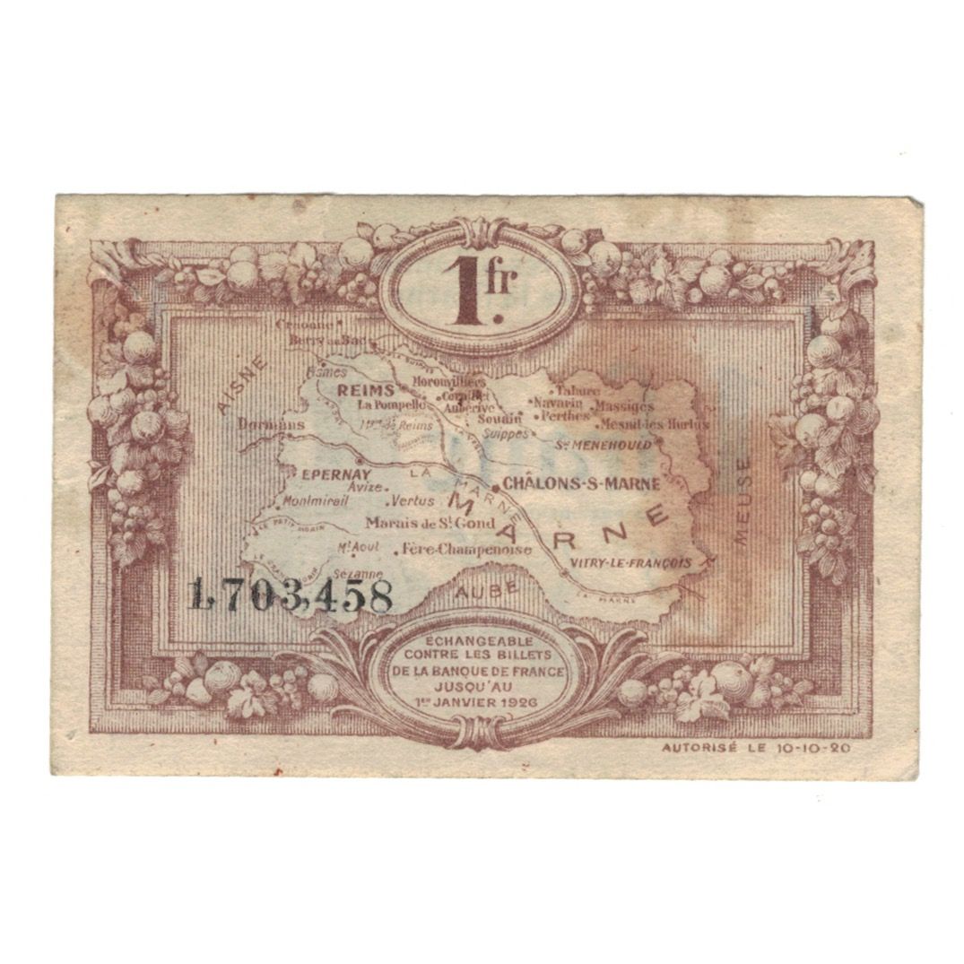 France, Marne, 1 Franc, 1922, AU(50-53), Pirot:43-2