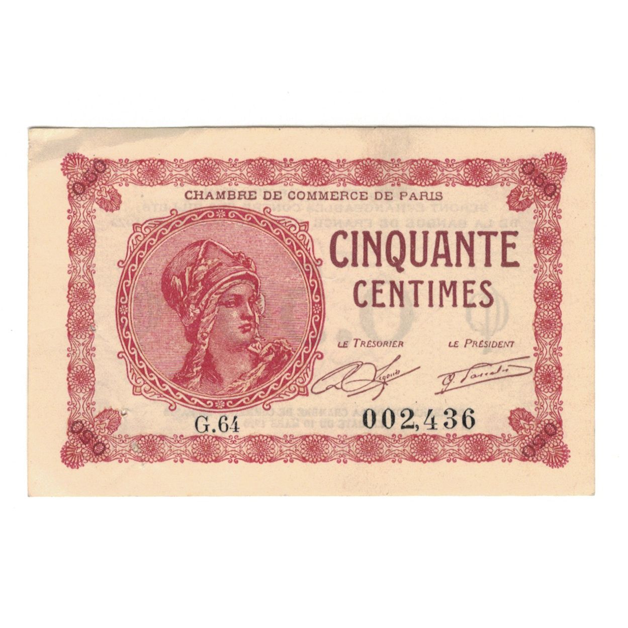 France, Paris, 50 Centimes, 1920, AU(55-58), Pirot:97-10