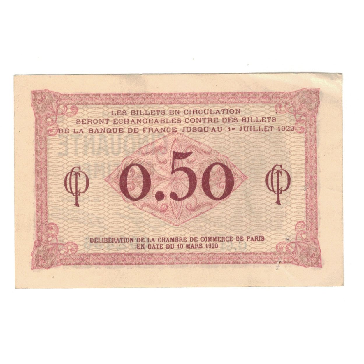 France, Paris, 50 Centimes, 1920, AU(55-58), Pirot:97-10