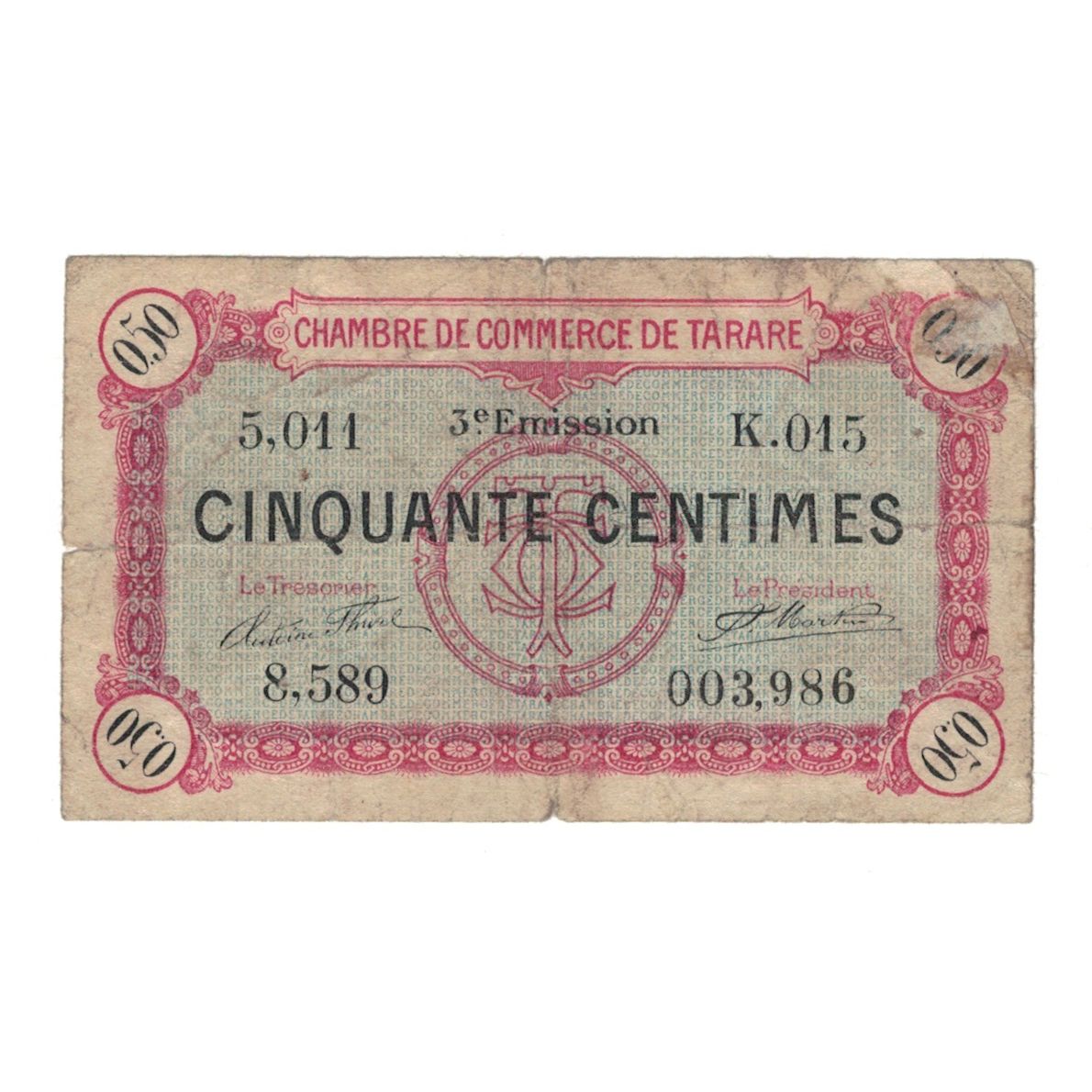 France, Tarare, 50 Centimes, 1920, AU(55-58), Pirot:119-27
