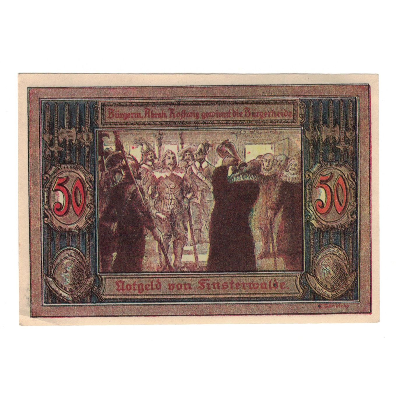 Geldschein, Deutschland, Finsterwalde N.L. Stadt, 50 Pfennig, personnage 2