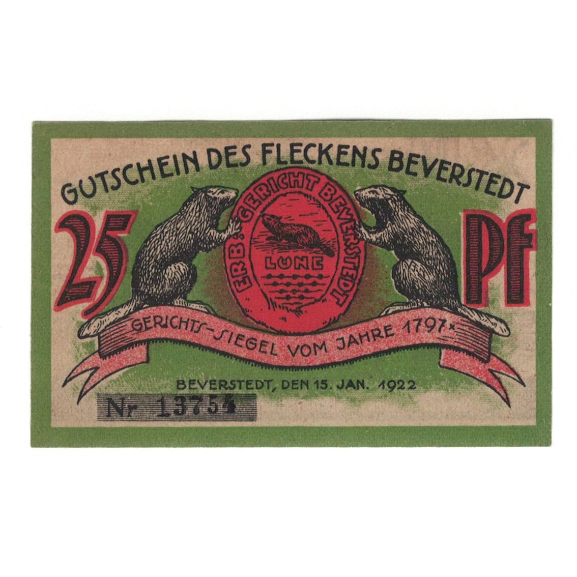 Banknote, Germany, Beverstedt Gemeinde, 25 Pfennig, village, 1922, 1922-01-15