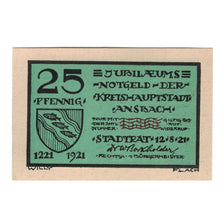 Banknote, Germany, Ansbach, 25 Pfennig, personnage, 1921, 1921-08-12, AU(55-58)