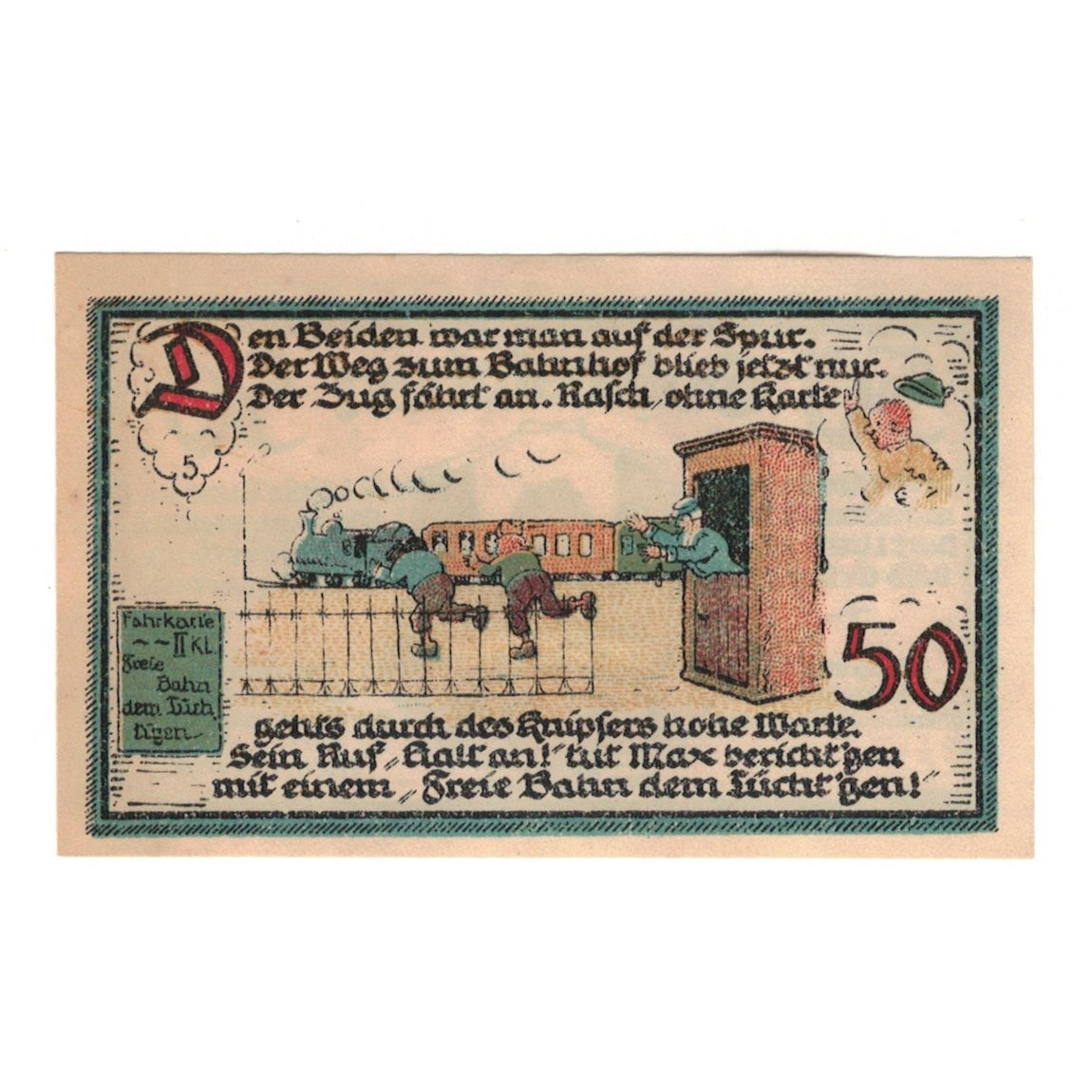 Geldschein, Deutschland, Gatersleben Gemeinde, 50 Pfennig, train 1, 1921