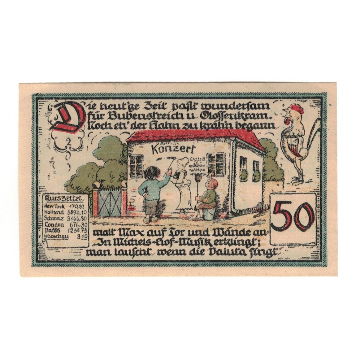 Banconote, Germania, Gatersleben Gemeinde, 50 Pfennig, Maison, 1921, 1921-07-30