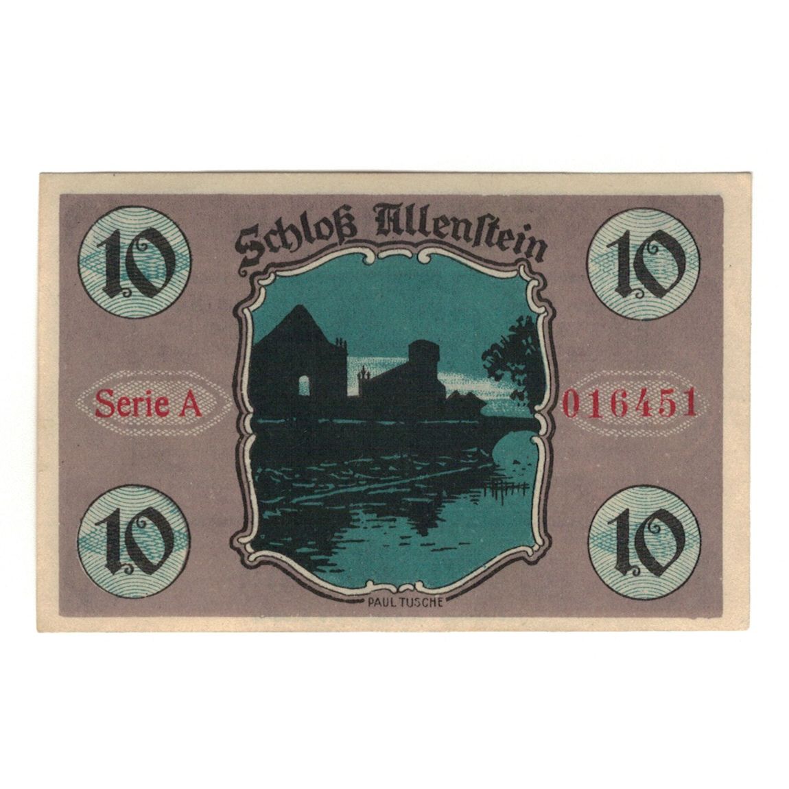 Banknote, Germany, Allenstein Stadt, 10 Pfennig, personnage, 1921, 1921-04-01