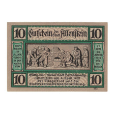 Banknote, Germany, Allenstein Stadt, 10 Pfennig, personnage, 1921, 1921-04-01