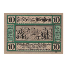 Banconote, Germania, Allenstein Stadt, 10 Pfennig, personnage, 1921, 1921-04-01