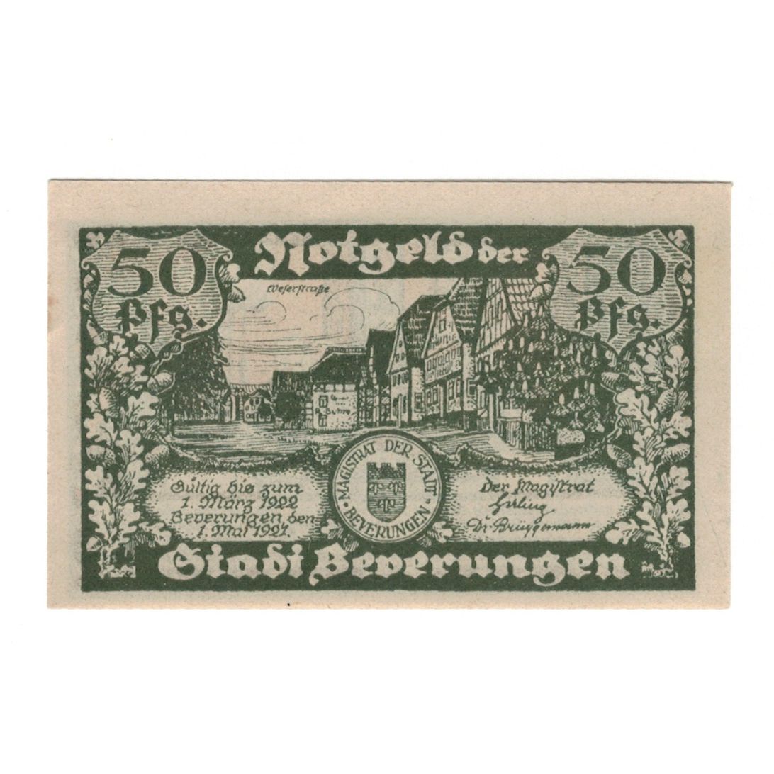 Banknote, Germany, Beverungen Stadt, 50 Pfennig, village 2, 1921, 1922-03-01