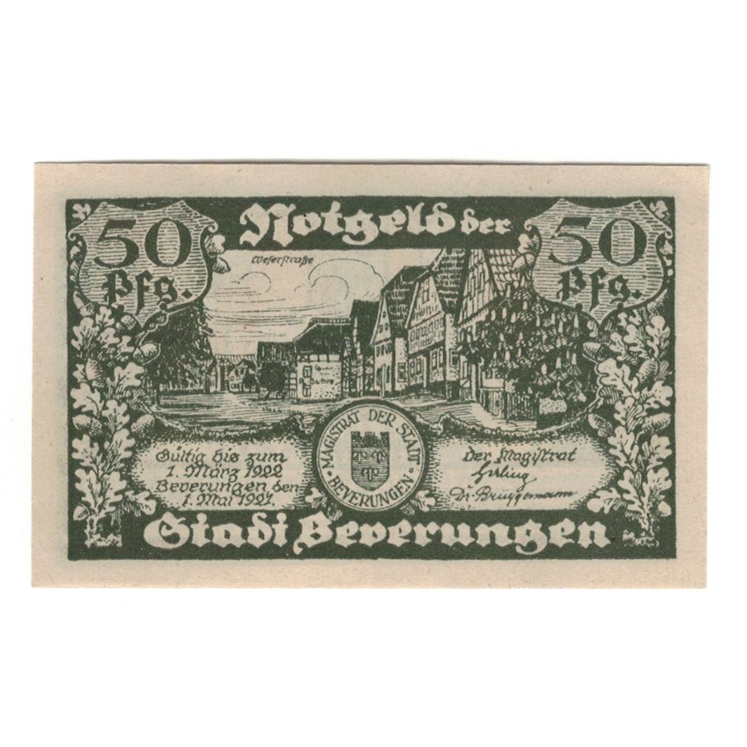 Banknote, Germany, Beverungen Stadt, 50 Pfennig, Village 3, 1921, 1922-03-01