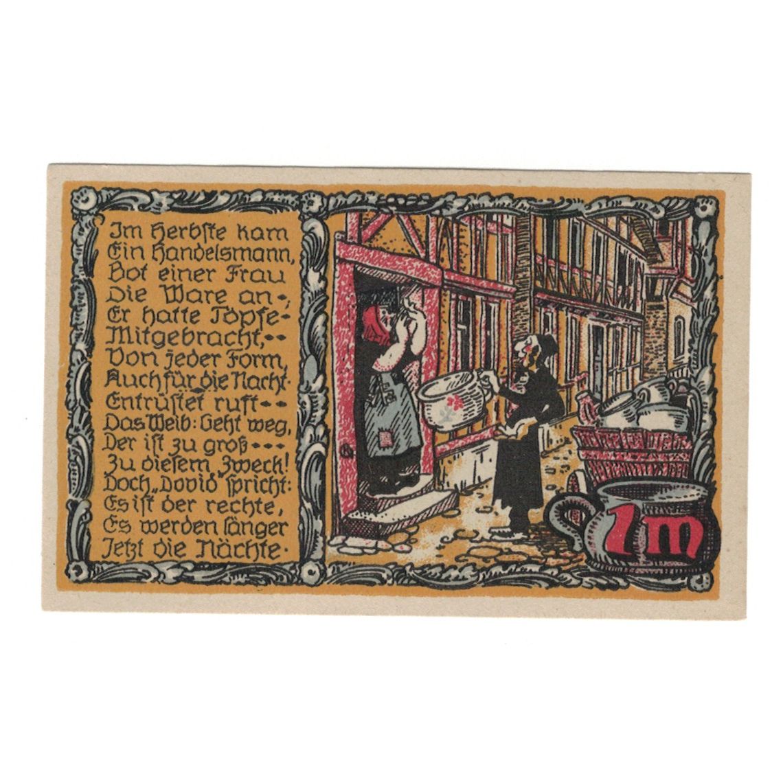 Banknote, Germany, Beverungen Stadt, 1 Mark, maison 1, 1921, 1922-03-01