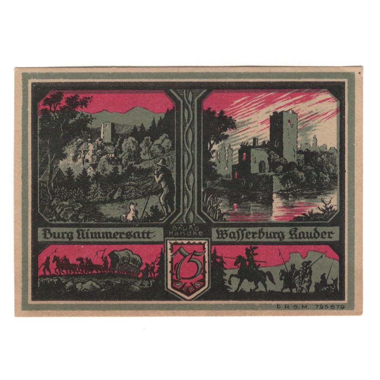 Banknote, Germany, Bolkenhain Verein für Heimatpflege, 75 Pfennig, village