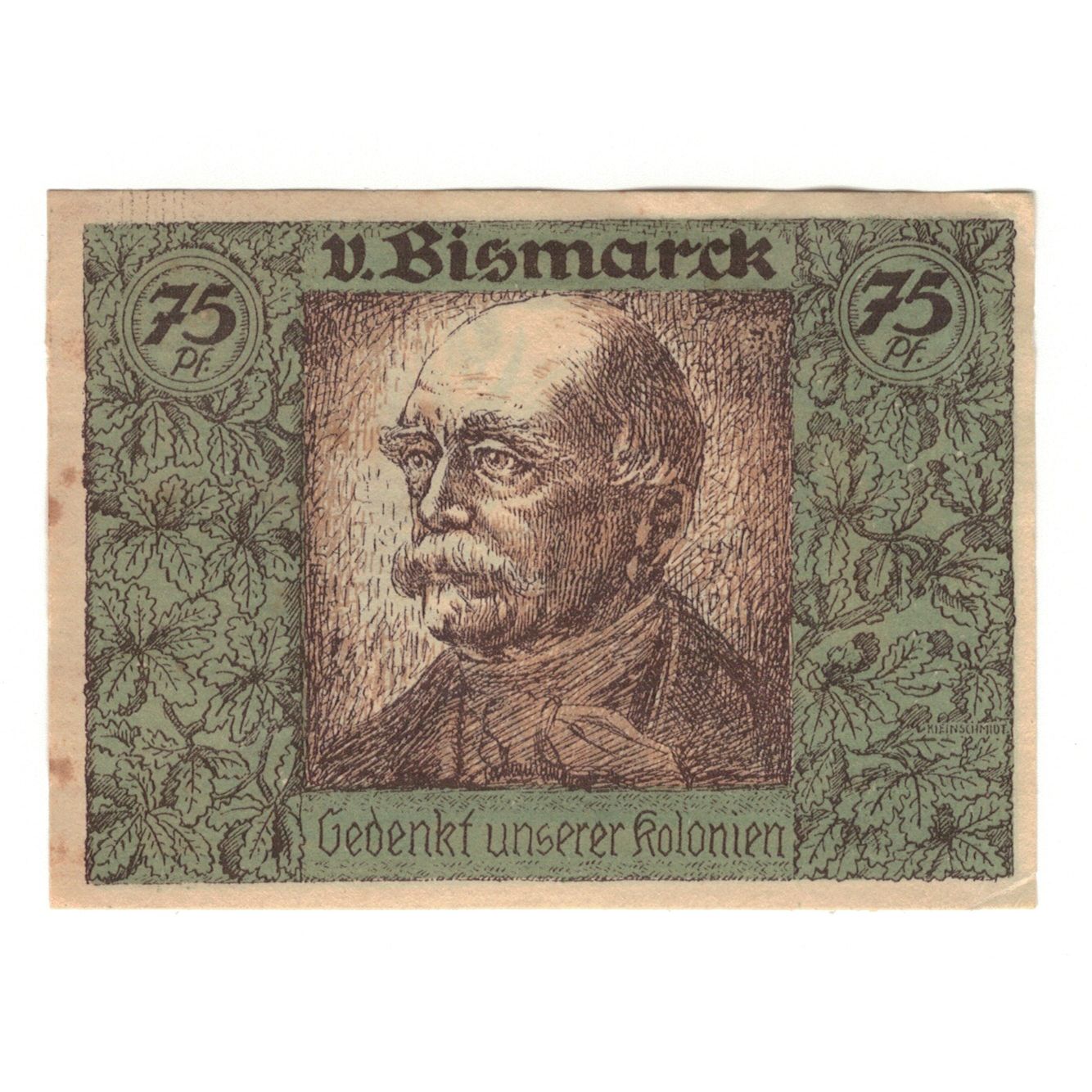 Banknote, Germany, Berlin Deutsch-Hanseatischer Kolonialgedanktag, 75 Pfennig