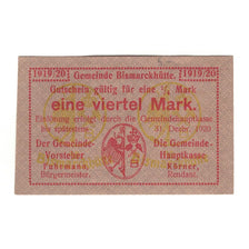 Banconote, Germania, Bismarckhütte Gemeinde, 1/4 Mark, Ecusson, 1920