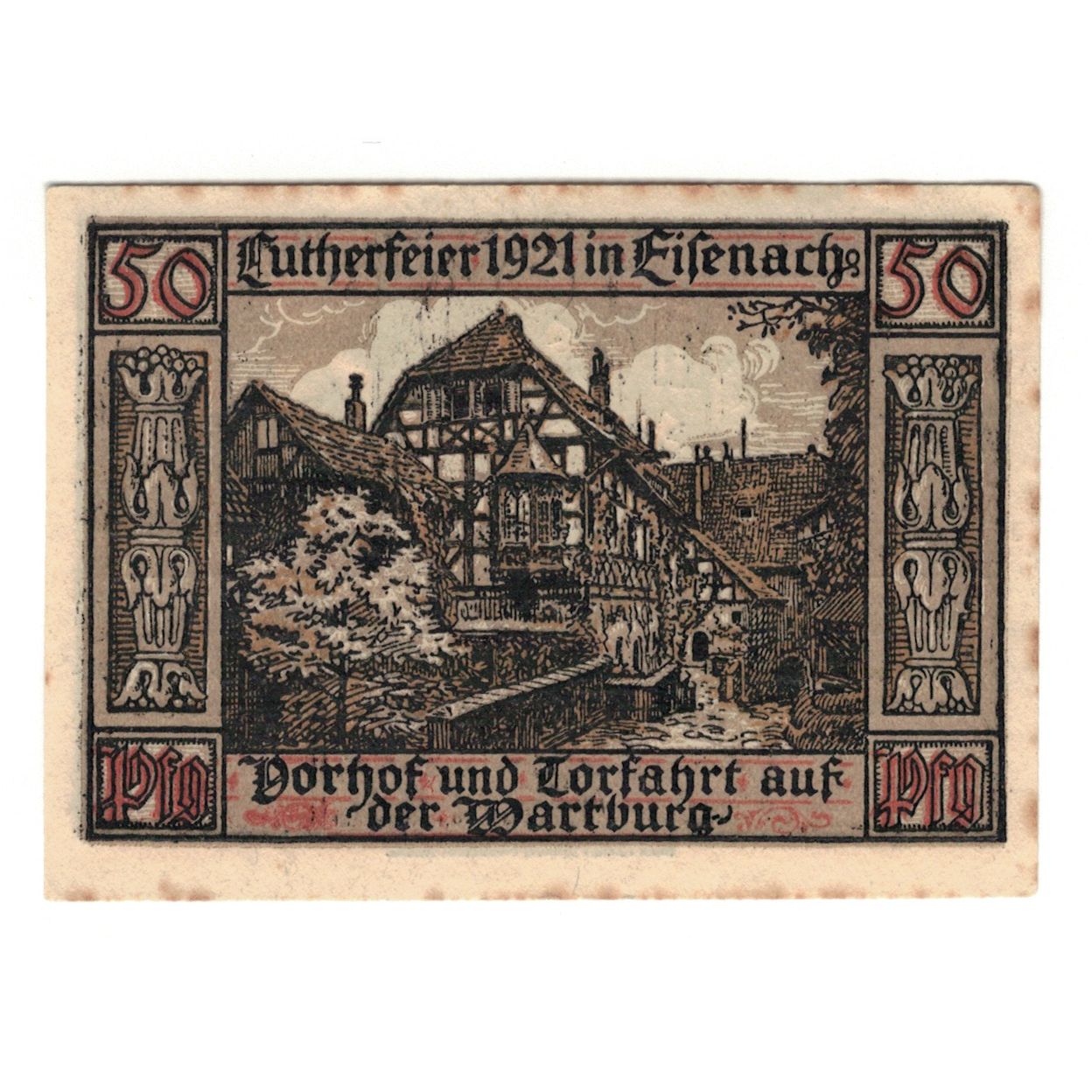 Billet, Allemagne, Eisenach Stadt, 50 Pfennig, village 1, 1921, 1921-05-31