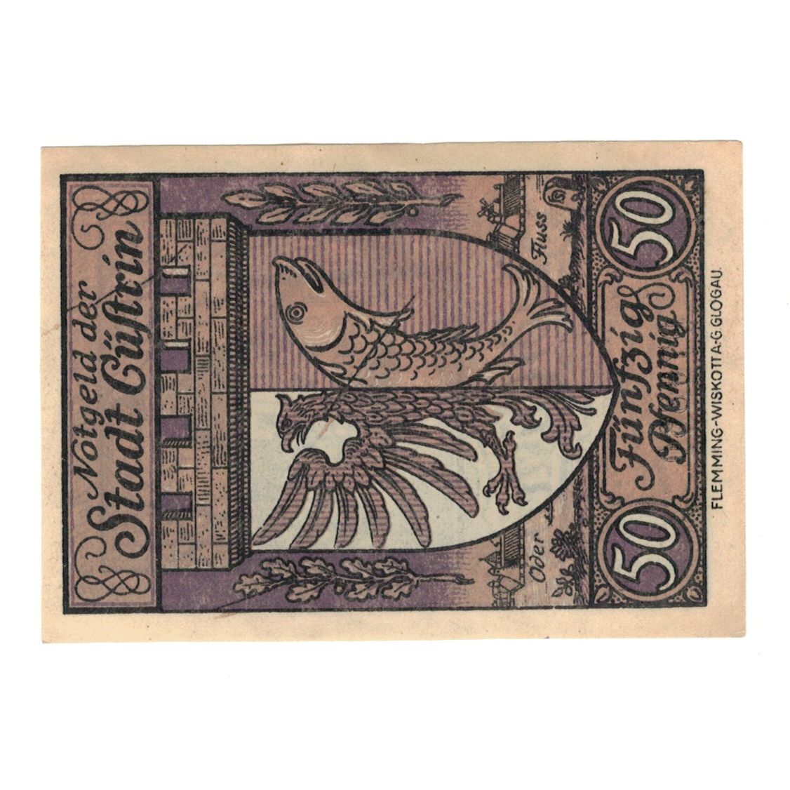 Geldschein, Deutschland, Cüstrin Stadt, 50 Pfennig, Poissons 1, 1921
