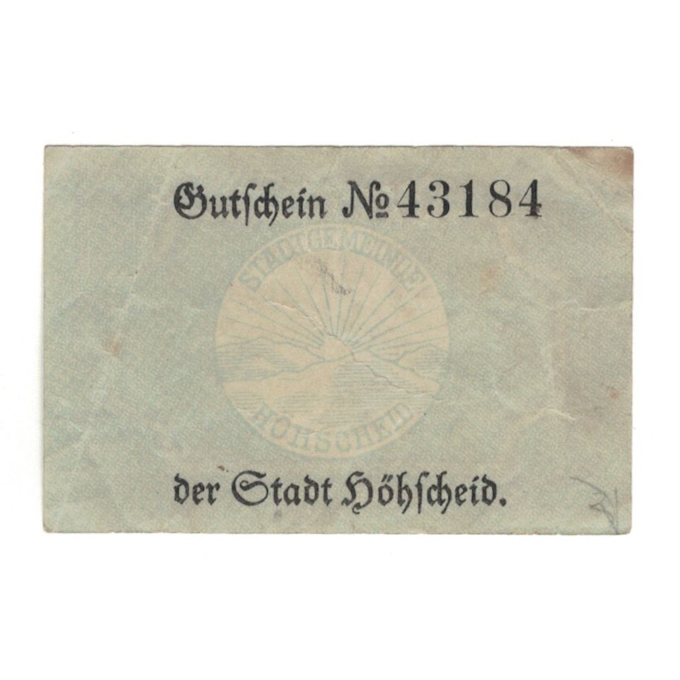 Banknote, Germany, Höhscheid Stadt, 10 Pfennig, valeur faciale, 1920