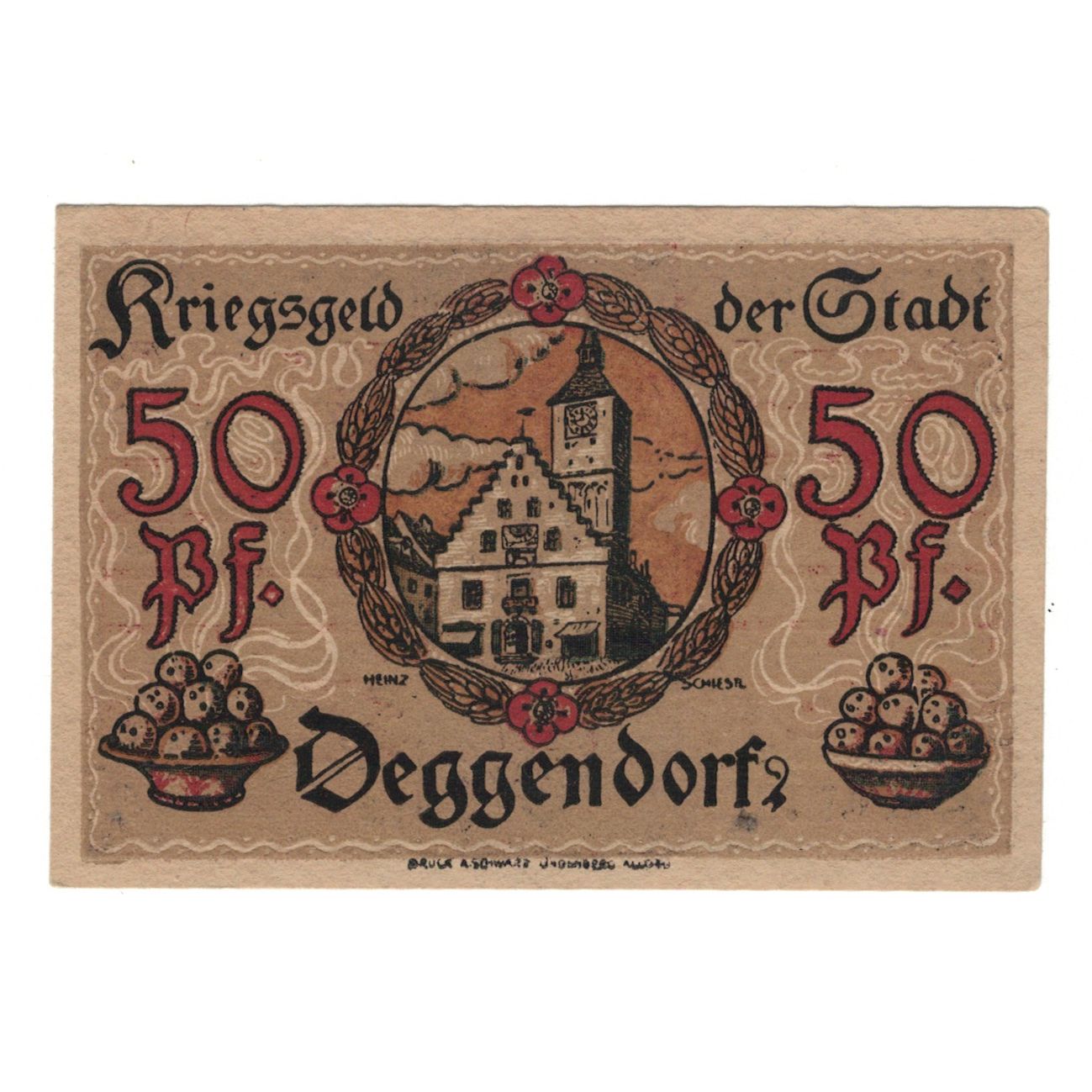 Banknote, Germany, Deggendorf Stadt, 50 Pfennig, Batiment, 1918, AU(55-58)