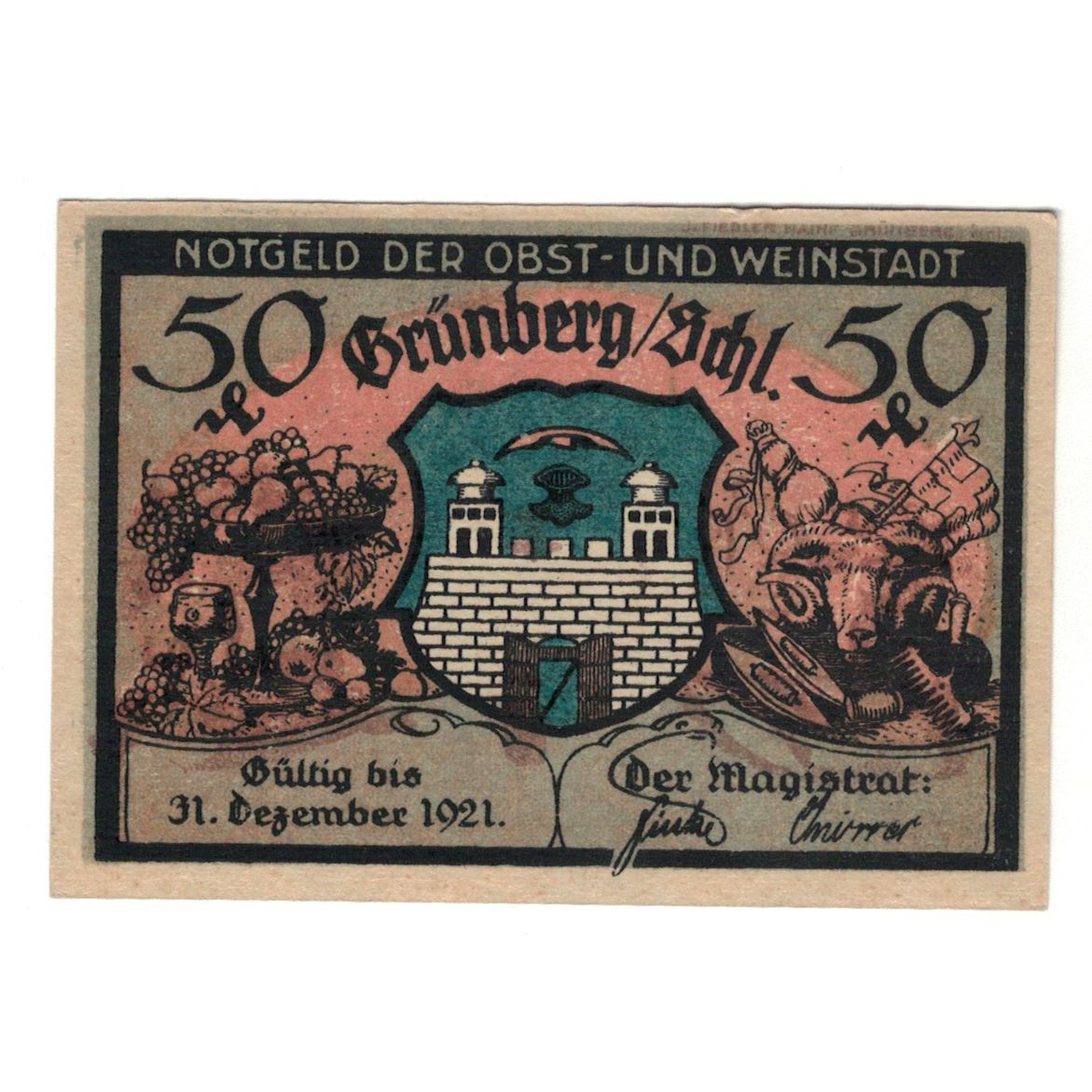Banknote, Germany, Grünberg, 50 Pfennig, personnage, 1921, 1921-12-31