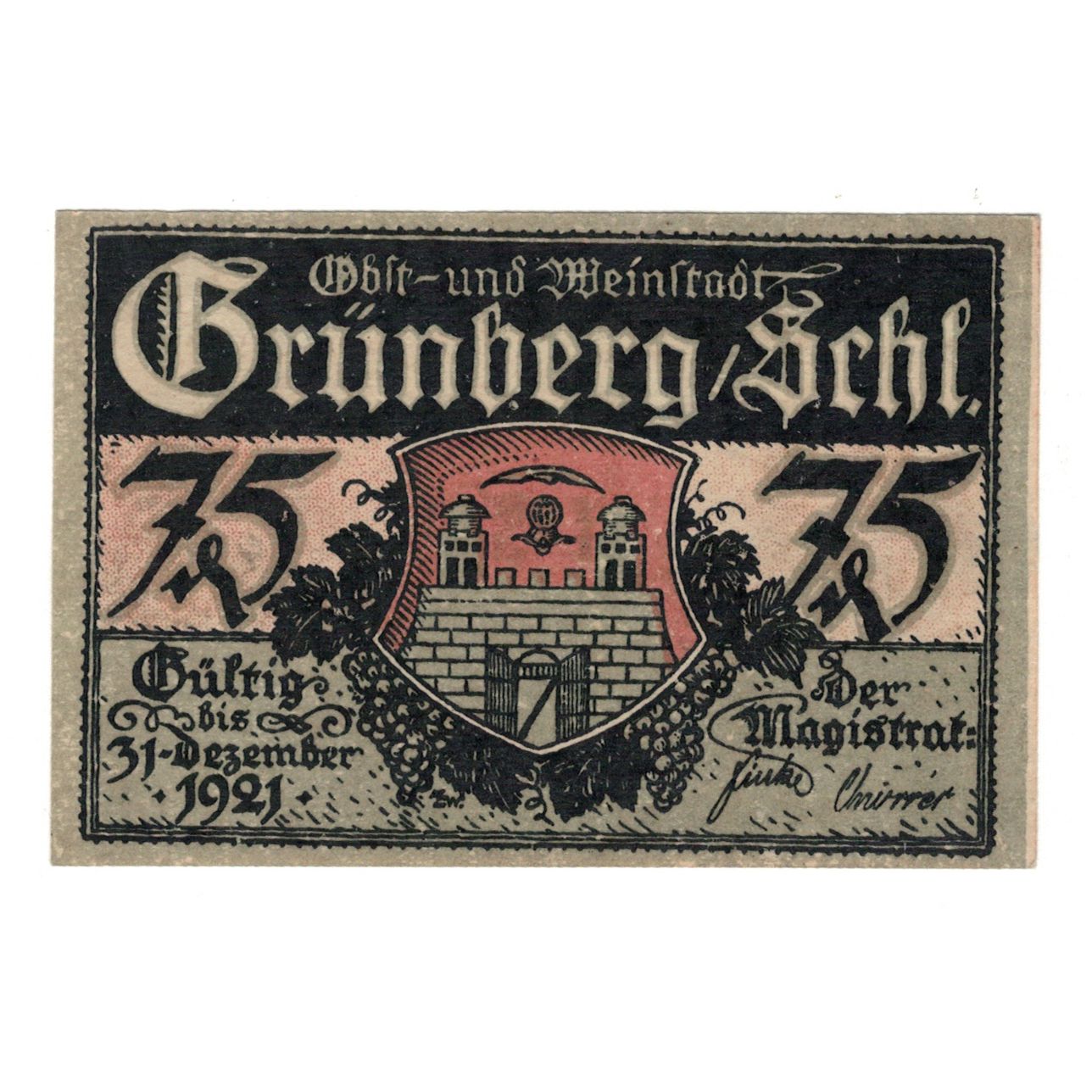 Banknote, Germany, Grünberg, 75 Pfennig, personnage, 1921, 1921-12-31
