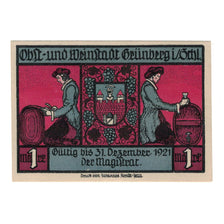 Banknote, Germany, Grunberg Stadt, 1 Mark, personnage, 1921, 1921-12-31