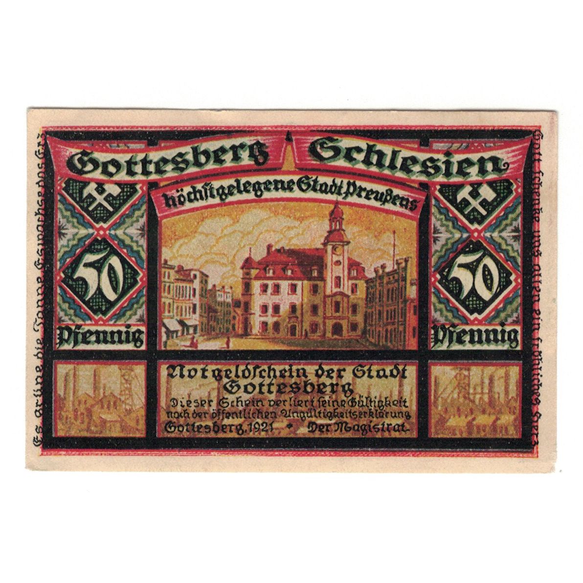 Banknote, Germany, Gottesberg Stadt, 50 Pfennig, Ecusson, 1921, UNC(65-70)