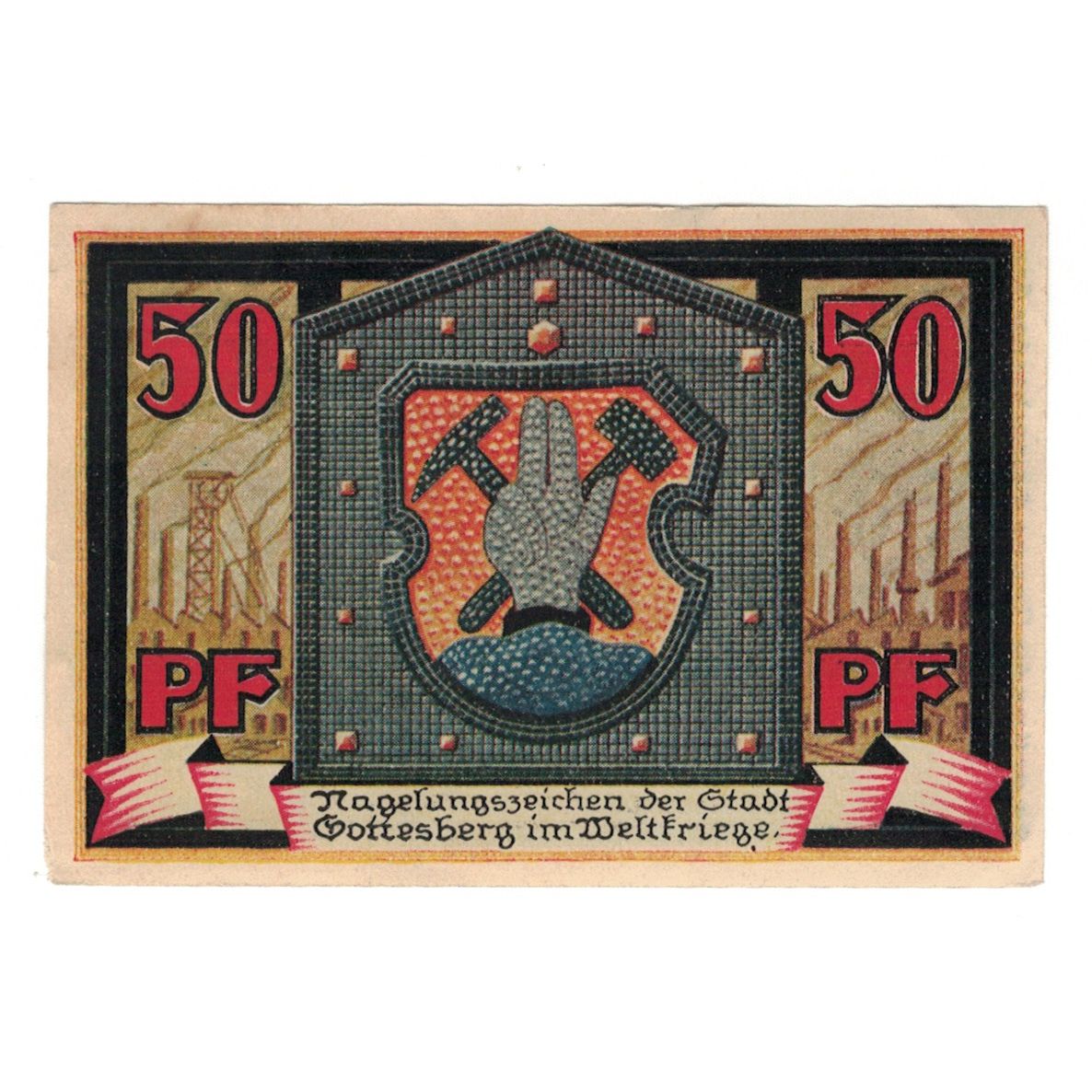 Banknote, Germany, Gottesberg Stadt, 50 Pfennig, Ecusson, 1921, UNC(65-70)