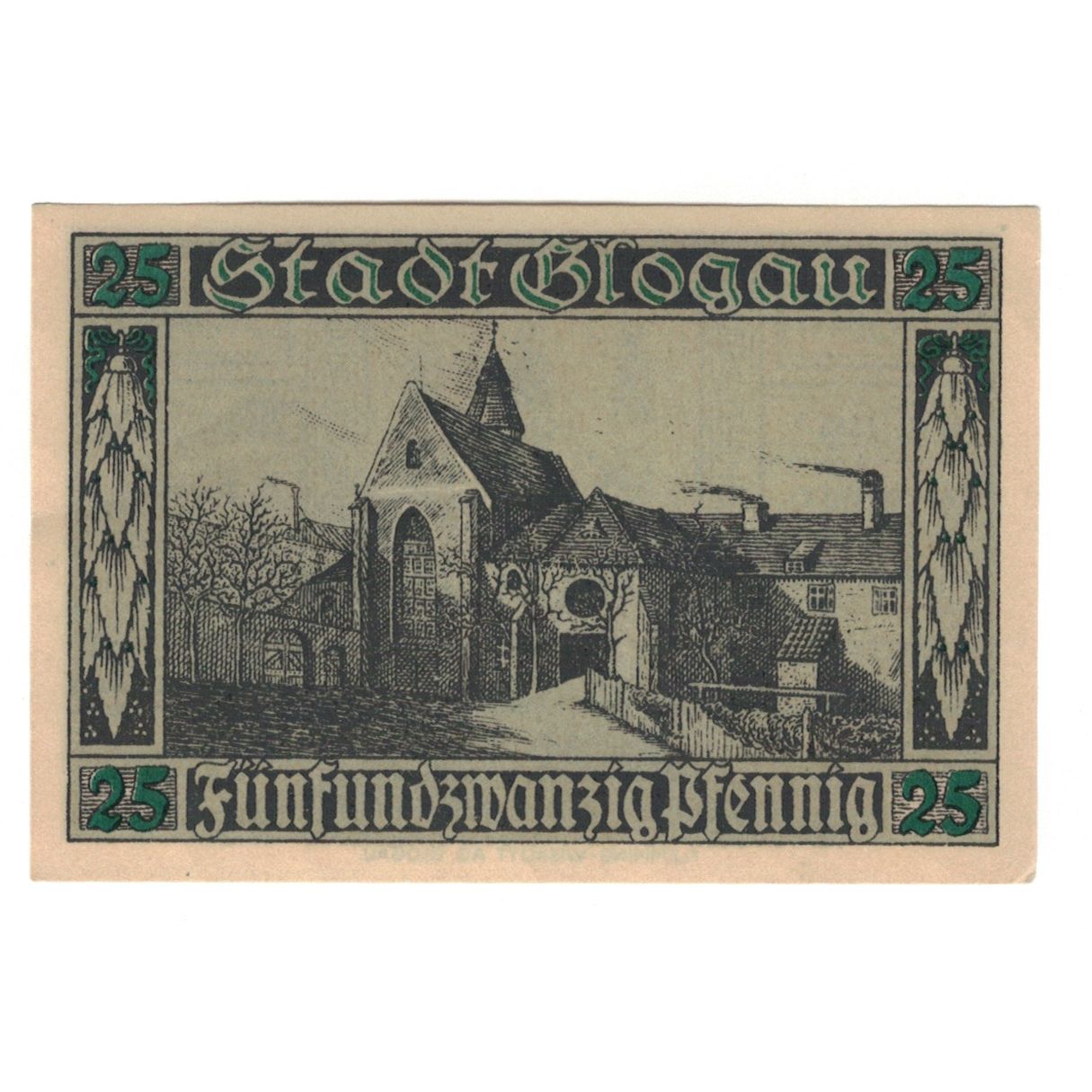 Banknote, Germany, Glogau Stadt, 25 Pfennig, statue, 1920, 1920-12-01