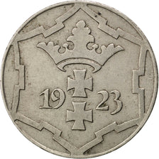 DANZIG, 10 Pfennig, 1923, KM #143, AU(50-53), Copper-Nickel, 4.05