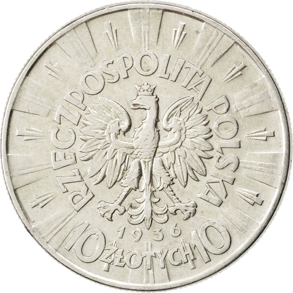 POLAND, 10 Zlotych, 1936, Warsaw, KM #29, EF(40-45), Silver, 34, 22.15