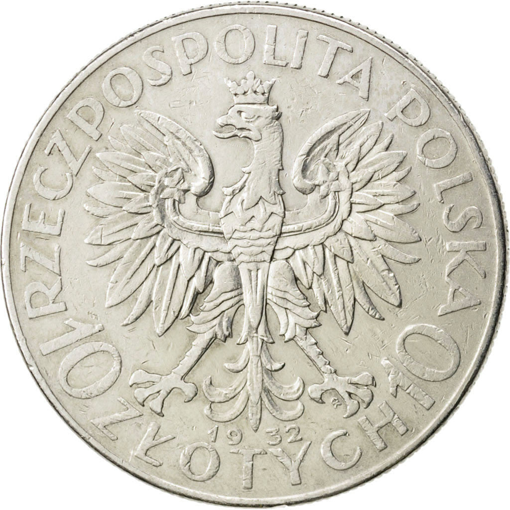 POLAND, 10 Zlotych, 1932, Warsaw, KM #22, EF(40-45), Silver, 34, 22.06